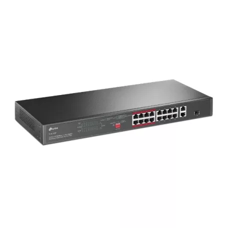 TP-LINK Switch 16x100Mbps (16xPOE+) + 2x1000Mbps + 1xGigabit kombó SFP, TL-SL1218P