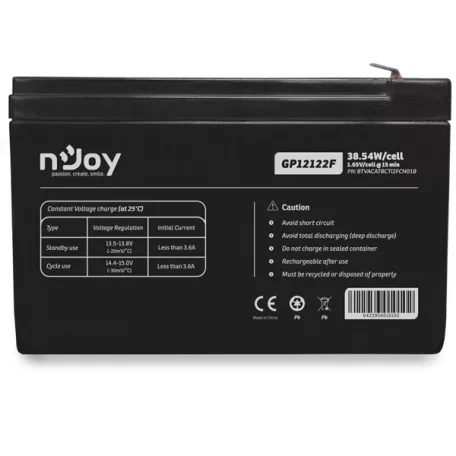 APC (NJOY) GP12122F Akkumulátor 12V/12Ah zárt, gondozásmentes Borne T2