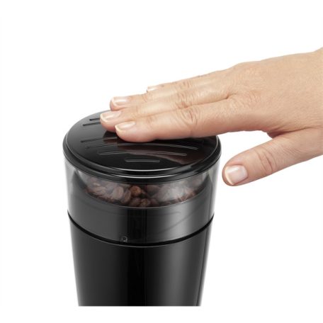 DELONGHI KG-200 kávédaráló, tető lenyomásával kapcsol be, multifunkciós örlő, 90 gramm, max. 12 csészéhez