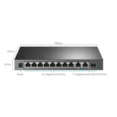  TP-LINK Switch 9x1000Mbps (8xPOE+) + 1xGigabit kombó SFP, Easy Smart, TL-SG1210MPE