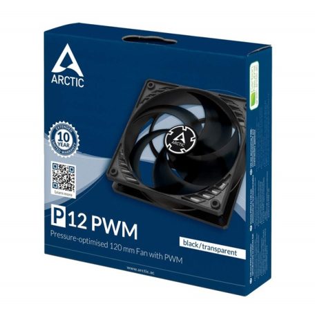 ARCTIC COOLING Rendszerhűtő Ventilátor P12 PWM Fekete, 12cm