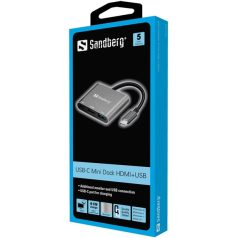 SANDBERG USB-C dokkoló, USB-C Mini Dock HDMI+USB