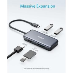   ANKER USB HUB, PowerExpend 5-in-1, USB-C Media Hub, 4K HDMI, 2xUSB3.0, SD/TF kártyaolvasóval - A8334HA1