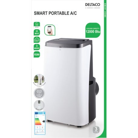 DELTACO SMART HOME SH-AC02 mobil smart klíma, 3,5kW, 12000 BTU,  WI-FI, hűt, 3 év garancia