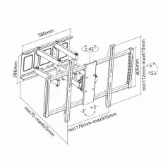   SBOX PLB-3769 fali konzol, 60"-100", 600x900, max 80 kg