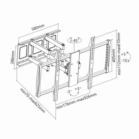 SBOX PLB-3769 fali konzol, 60"-100", 600x900, max 80 kg