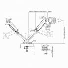 SBOX LCD-S024 Asztali dupla monitor tartó konzol, dönthető, forgatható, 13"-27", 100x100, max 6 kg