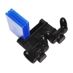   FROGGIEX PS4 Kiegészítő Konzol hűtő + Töltő állomás + Játék tartó Fekete, FX-P4-C3-B