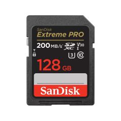   SANDISK 121596, SDXC EXTREME PRO KÁRTYA 128GB, 200/90 MB/s , UHS-I, Class 10, U3, V30