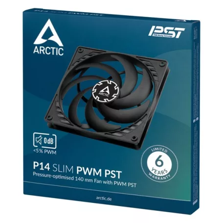ARCTIC COOLING Rendszerhűtő Ventilátor P14 Slim PWM PST Fekete, 14cm