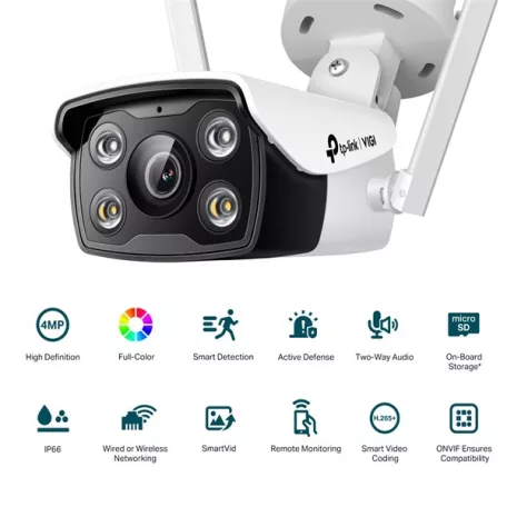 TP-LINK IP & Wi-Fi-s Kamera kültéri éjjellátó 4 Megapixel, 4mm Objektív, VIGI C340-W(4MM)