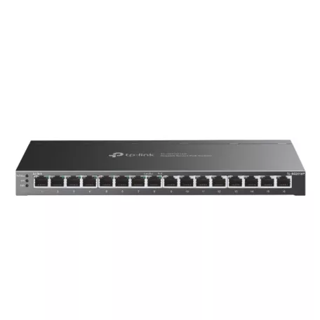 TP-LINK Switch 16x1000Mbps (8xPOE+), Fémházas Asztali Menedzselhető, SG2016P