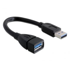   DELOCK kábel USB 5 Gbps Type-A male / female hosszabbító 15cm fekete
