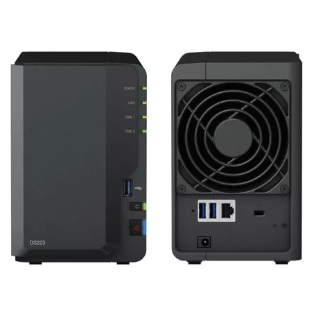 SYNOLOGY NAS 2 fiókos DS223 Realtek RTD1619B 4x1,7GHz, 2GB DDR4, 1x1GbE, 3xUSB3.2Gen1