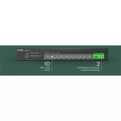   ZYXEL Switch 10x10Gigabit SFP+ + 2x10G, Menedzselhető Rackes, XS1930-12F-ZZ0101F