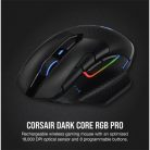 CORSAIR Vezetékes/Vezeték Nélküli Egér Gaming, DARK CORE RGB PRO, 8 programozható gomb, RGB, 18000dpi, fekete
