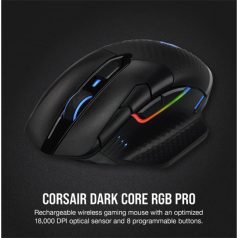   CORSAIR Vezetékes/Vezeték Nélküli Egér Gaming, DARK CORE RGB PRO, 8 programozható gomb, RGB, 18000dpi, fekete