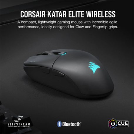 CORSAIR Vezetékes/Vezeték Nélküli Egér Gaming, KATAR ELITE, 6 programozható gomb, RGB Világítás, 26000dpi, fekete