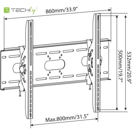 TECHLY ICA-PLB 890 dönthető fali konzol 42-80" LCD kijelzőhöz, fekete