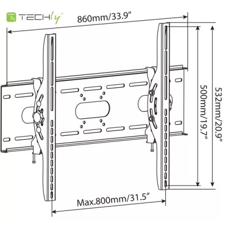 TECHLY ICA-PLB 890 dönthető fali konzol 42-80" LCD kijelzőhöz, fekete