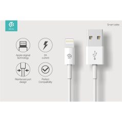   Devia Smart USB/Lightning töltő- és adatkábel, fehér, 2m