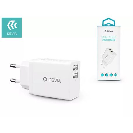Devia Smart Series 2, 12W, 2xUSB hálózati töltő adapter - fehér