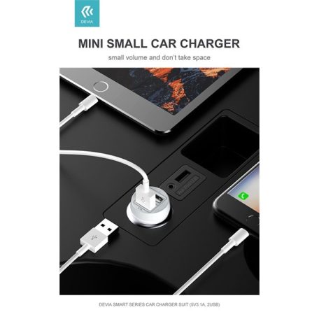 Devia Smart Series 15W 2xUSB autós töltő adapter - fehér