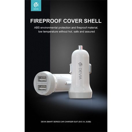 Devia Smart Series 15W 2xUSB autós töltő adapter - fehér