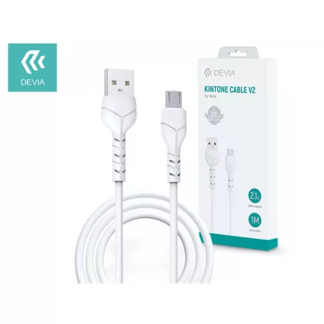 DEVIA USB - MICRO USB ADAT- ÉS TÖLTŐKÁBEL 1 M-ES VEZETÉKKEL - KINTONE CABLE V2 SERIES FOR MICRO USB - 5V/2.1A - WHITE