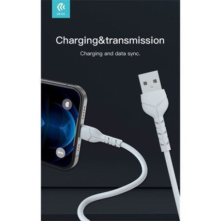 Devia Kintone Cable V2 Series 10W USB - USB-C (USB C) adat- és töltőkábel, fehér, 1m
