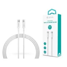   DEVIA USB-C - USB C (Type-C) ADAT ÉS TÖLTŐKÁBEL - SMART SERIES 100W PD, FEHÉR, 1,5m