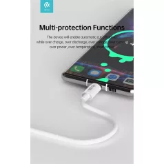   DEVIA USB-C - USB C (Type-C) ADAT ÉS TÖLTŐKÁBEL - SMART SERIES 100W PD, FEHÉR, 1,5m
