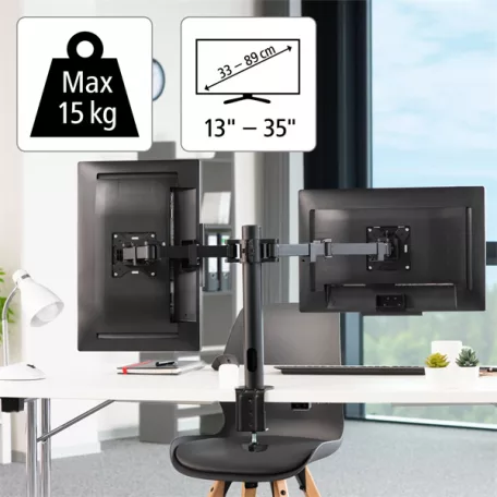 HAMA 118494, MONITORKAR DUPLA, FULL MOTION, 100X100, 2*35"-IG, FEKETE