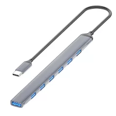  BLACKBIRD USB 3.0 BYL-2433 Type-c 7 port hub extra slim, aluminium ház, notebookhoz