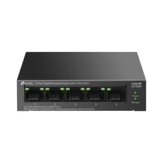   TP-LINK Switch 5x1000Mbps (4xPOE+) Fémházas Asztali, LS105GP