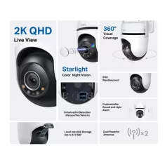   TP-LINK Wireless Kamera Cloud kültéri forgatható színes éjjellátó, TAPO C520WS