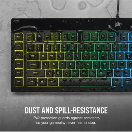 CORSAIR Vezetékes Billentyűzet Gaming, K55 RGB PRO, 6 programozható billentyű, Cseppálló, Csuklótámasz, US, fekete
