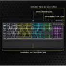 CORSAIR Vezetékes Billentyűzet Gaming, K55 RGB PRO, 6 programozható billentyű, Cseppálló, Csuklótámasz, US, fekete