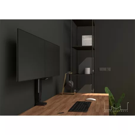 MULTIBRACKETS Asztali konzol (2 képernyős), M Deskmount Slim Basic Dual (17-27", max.VESA: 200x200 mm, 6 kg)