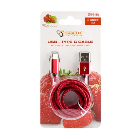 SBOX Kábel, CABLE USB Male -> TYPE-C Male 1.5 m Red