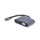 GEMBIRD adapter, USB-C - 1db HDMI 1.4 1db VGA M/F, 0,15m szürke