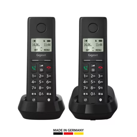 GIGASET DECT telefon, PURE 200 Duo, fekete