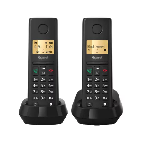 GIGASET DECT telefon, PURE 200 Duo, fekete
