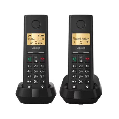 GIGASET DECT telefon, PURE 200 Duo, fekete