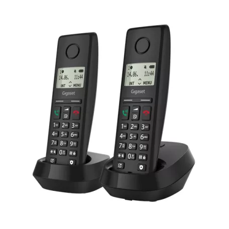 GIGASET DECT telefon, PURE 200 Duo, fekete