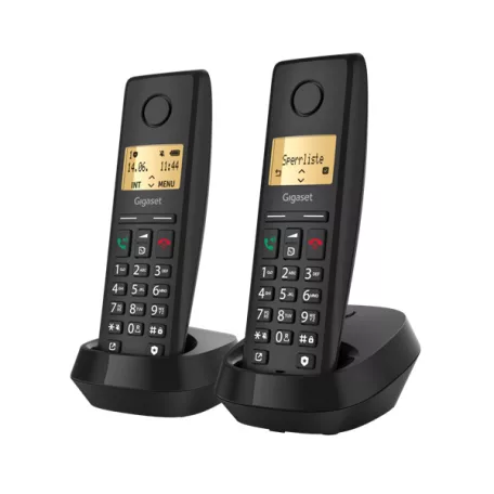 GIGASET DECT telefon, PURE 200 Duo, fekete