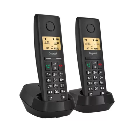 GIGASET DECT telefon, PURE 200 Duo, fekete