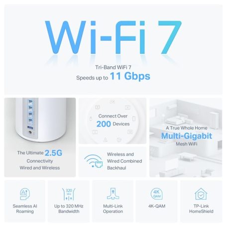 TP-LINK Wireless Mesh Networking system BE9300 Wi-Fi 7 DECO BE65(2-PACK)