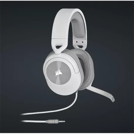 CORSAIR Vezetékes Headset, HS55 Gaming, Ultrakönnyű, Jack dugós, fehér