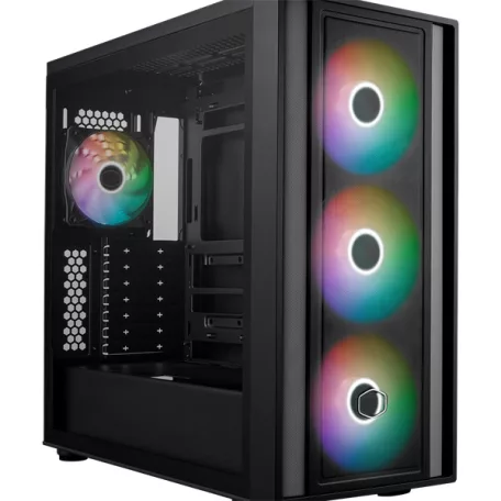 COOLER MASTER Ház ATX MasterBox 600, Tápegység nélkül, Üvegfalú, fekete